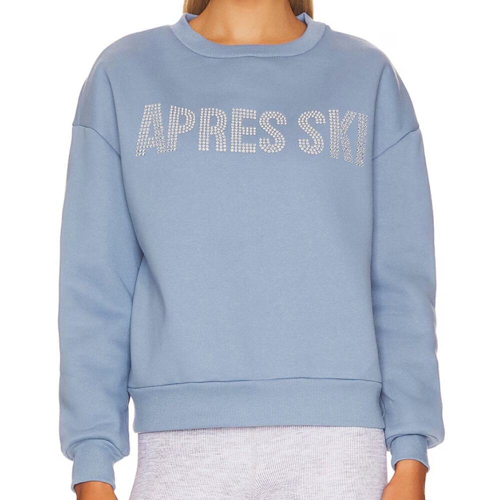 Beach Riot Apres Ski Rhinestone Sweatshirt Blue